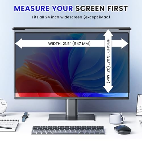 ZpTsarinal Hanging 24 Inch Computer Privacy Screen Filter, Hanging Computer Screen Privacy Cover, Compatible with, 24 Inch 16:9 Widescreen Monitors, Protect Eyes from Glare and Blue Light - Image 2
