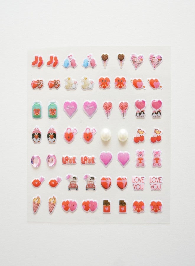 koutey 30 Pairs Heart Sticker - Kids Cute Stick on Earrings for Little Girls 4-6 Sticker Earring Self-Adhesive Gem Stick on Earring (Heart-01) - Image 3