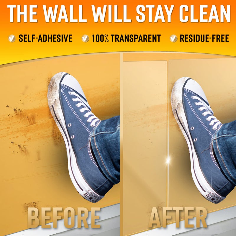 Primens Clear Wall Protector Film Stickers for Kitchens & Offices - Shields Paint from Oil Splashes, Trash, Furniture Scuffs (Transparent, 7 Sheets) - Image 2