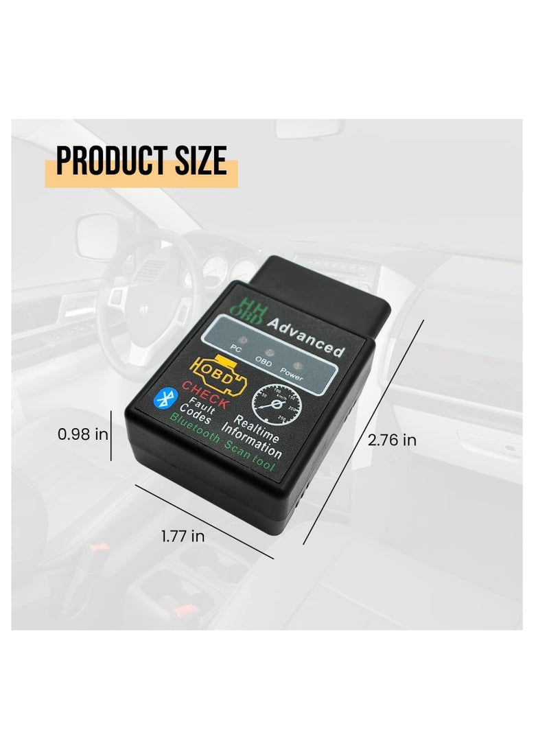 Generic - Car HH OBD Advanced OBD2 Bluetooth Scanner Read and Erase Car Fault Code Engine Light Scanner Code Reader for Andriod Pc iOS - Image 1