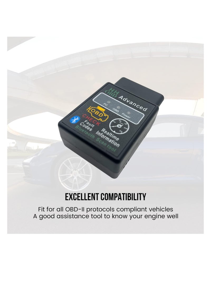 Generic - Car HH OBD Advanced OBD2 Bluetooth Scanner Read and Erase Car Fault Code Engine Light Scanner Code Reader for Andriod Pc iOS - Image 1