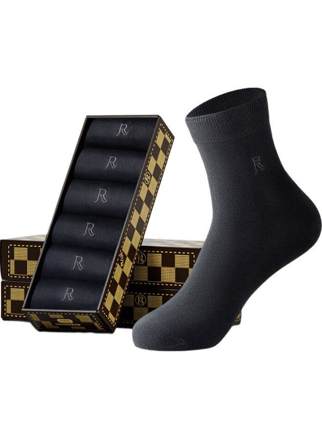 Liangrenfang Socks For Men, Summer Pure Cotton Men'S Socks, High-End Business Socks, Odor-Resistant, Antibacterial, Sweat-Absorbing, Breathable Cotton Mid-Calf Socks