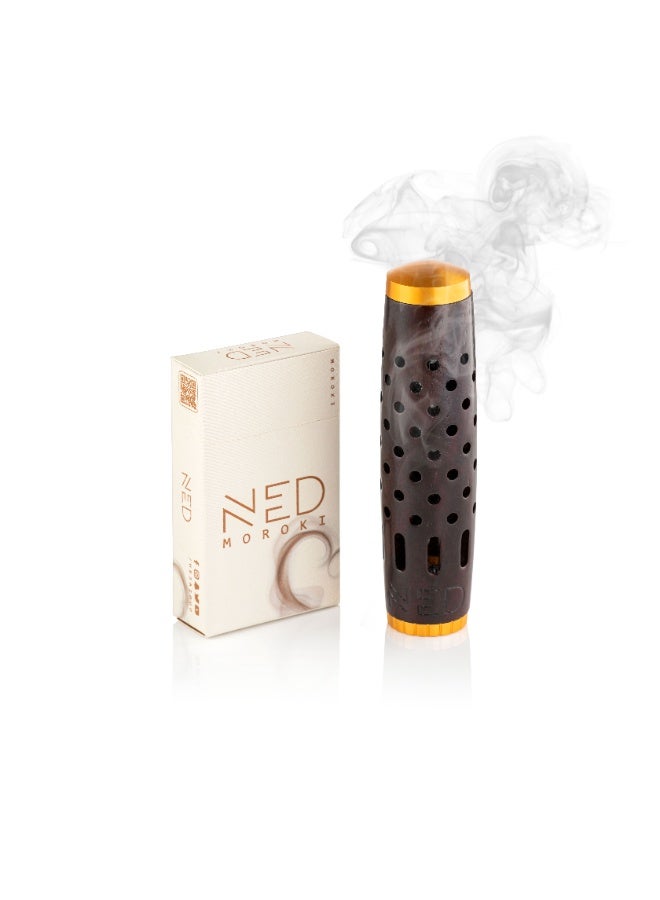 Ned Premium Natural Indonesian Marouki Oud Bakhoor Incense Sticks – Marouki Pack by NED with Al-Nai Innovative Incense Burner – 25 Thick Sticks, Each With Burn Time Over 45 Minutes - Image 1