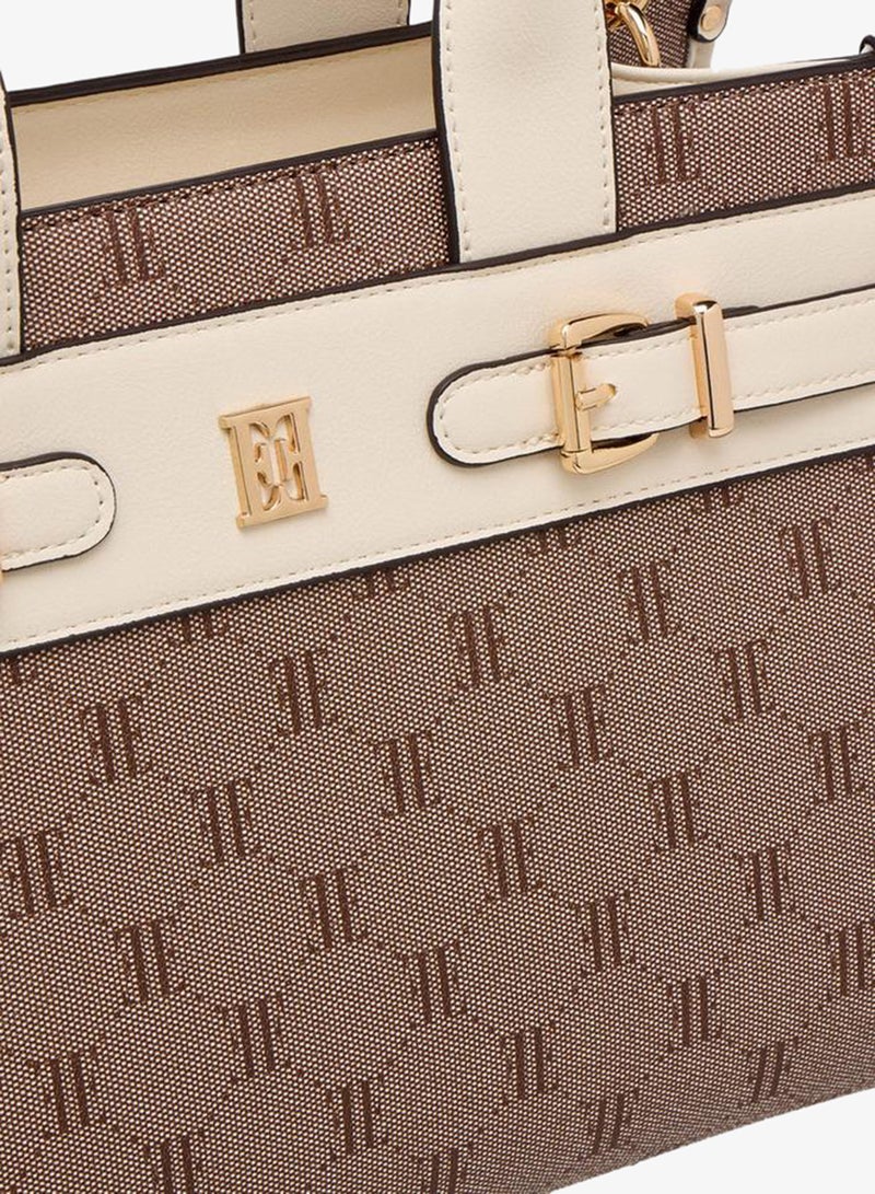 ELLE Monogram Texture Tote Bag With Detachable Strap - Image 4