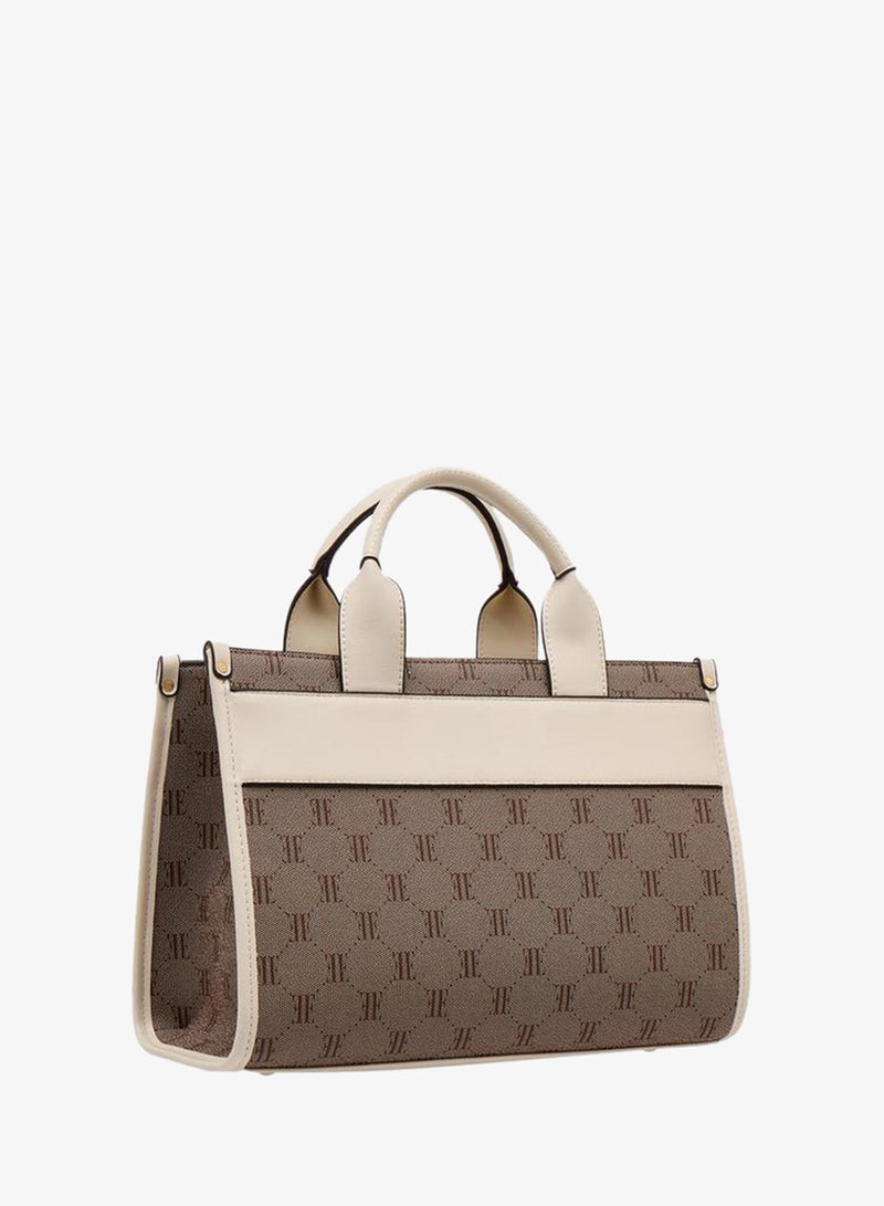 ELLE Monogram Texture Tote Bag With Detachable Strap - Image 3