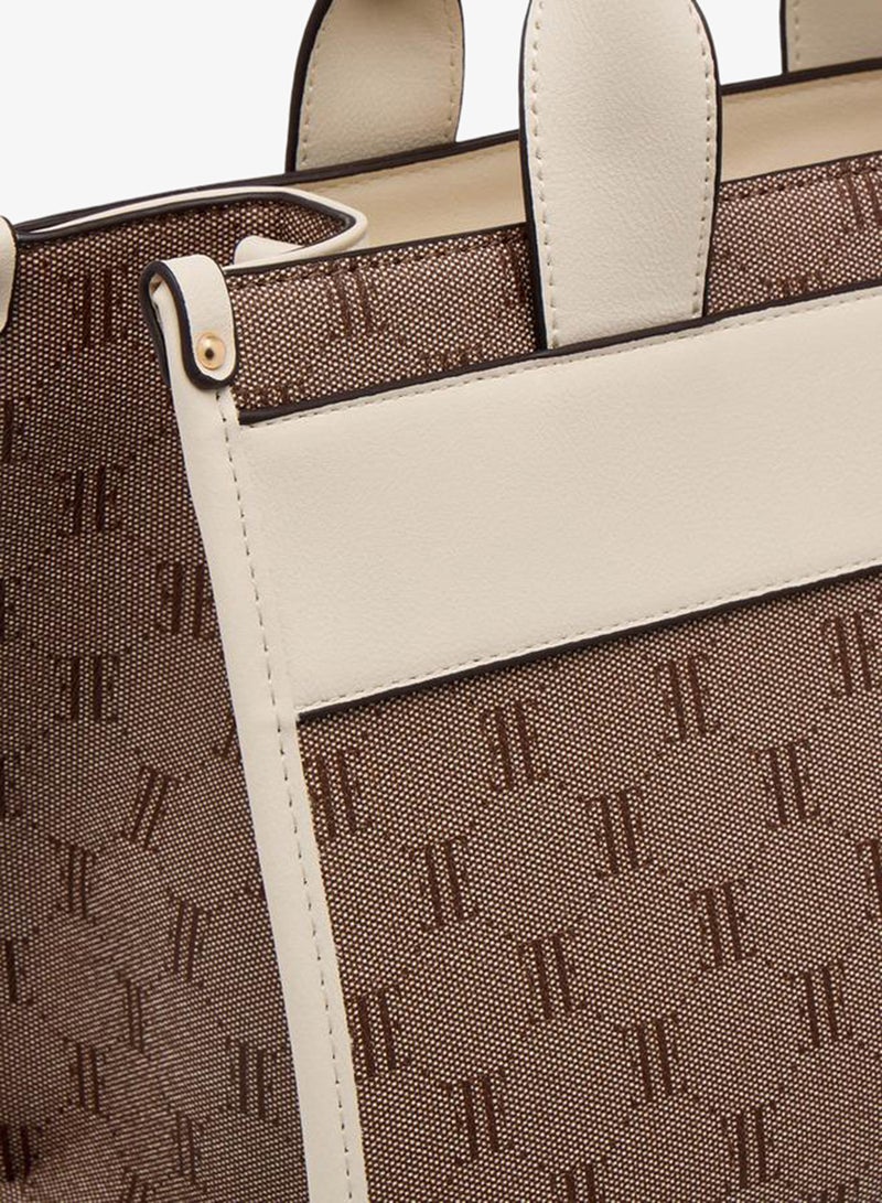 ELLE Monogram Texture Tote Bag With Detachable Strap - Image 5