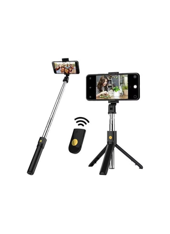Cacktlet - K07 Integrated Tripod BT 4.0 Wireless Selfie Stick for Smart Phone Black - Image 1