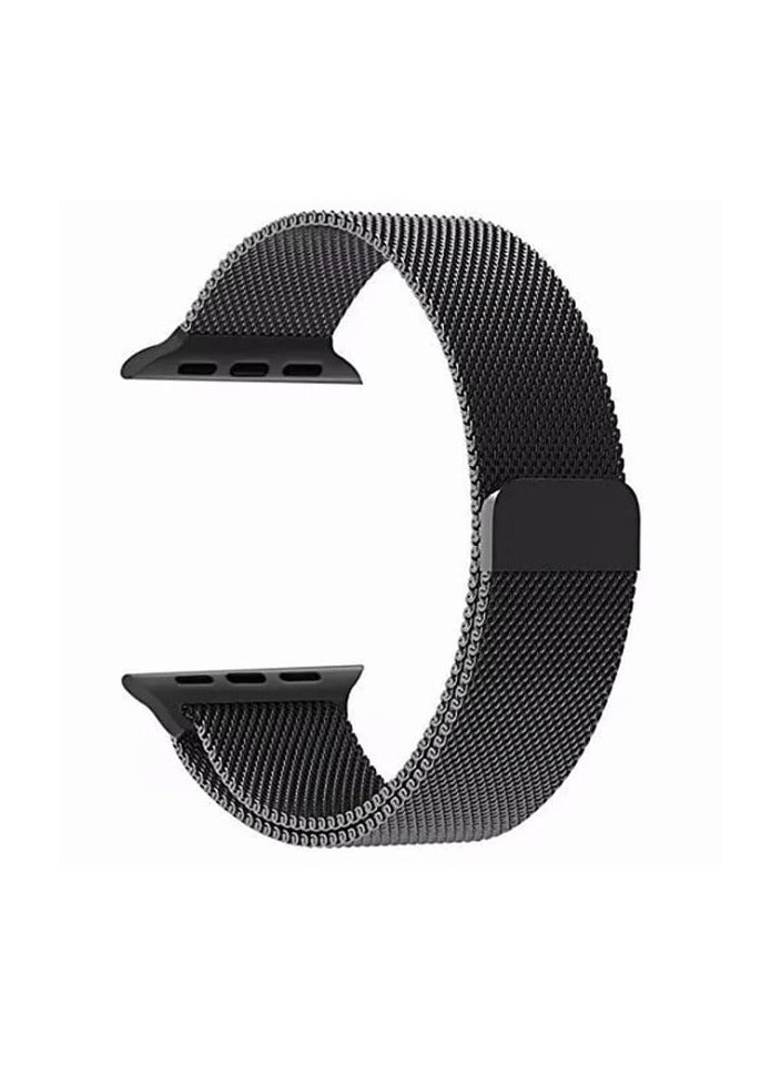 Magnetic Strap for iWatch - Metal Loop Magnetic Band for Apple Watch 42mm, 44mm and 45mm Black - Image 1