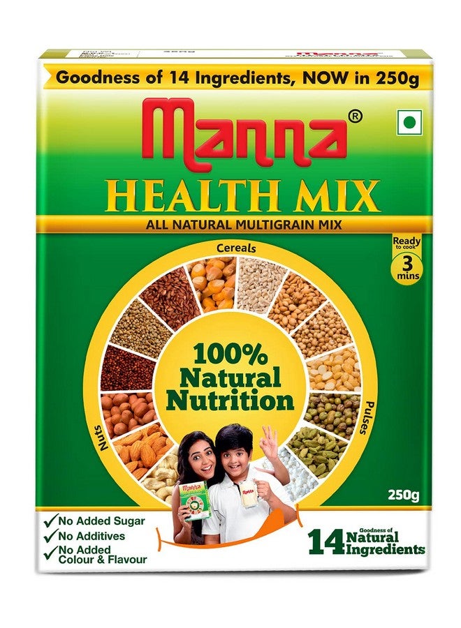 Manna Health Mix, All Natural Kids Nutrition Drink, with 14 ingredients, Zero Sugar. 100% Natural Nutrition 500g (250g, Pack of 2) - Image 1