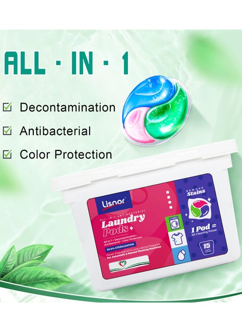 Lisnor All In 1 Pods Washing Liquid Capsules With Touch Of Freshness Downy 15 Count