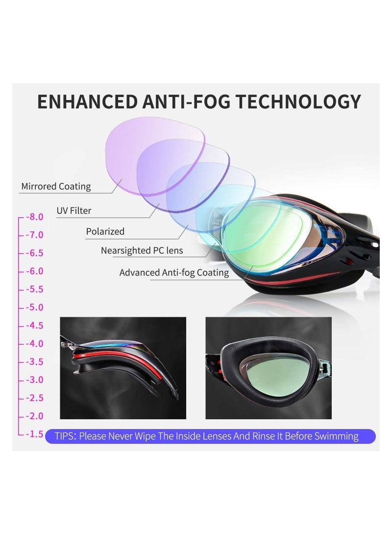 Y&D Shortsighted Swim Goggles Nearsighted Optical Swimming No Leaking Anti Fog UV Protection for Adult Men Women Youth - Image 3