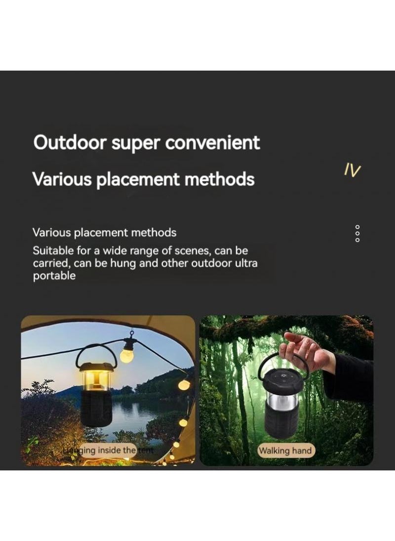 Generic Outdoor Camping Light Led Retro Handheld Tent Light Convenient Usb Charging Bluetooth Sound Camping Light（Black）  - Image 4