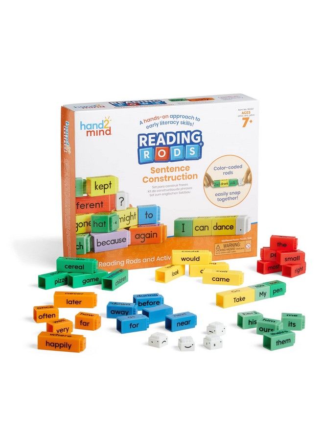 hand2mind Reading Rods Sentence Construction Sentence Building For Kids Parts Of Speech Linking Cubes Learn To Read Toys Reading Tools For Kids Science Of Reading Manipulatives - Image 1