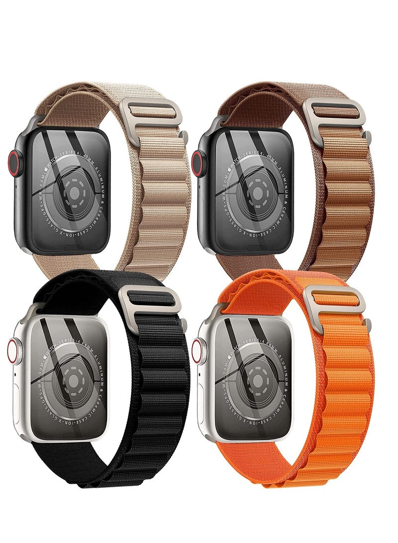 ELTRAZONE 4 Pack Alpine Loop Nylon Band Compatible with Apple Watch Band 42mm 44mm 45mm 49mm Women Men,Adjustable Metal G-Hook Strap for iWatch Ultra Series SE 8/7/6/5/4/3/2/1 - Image 1