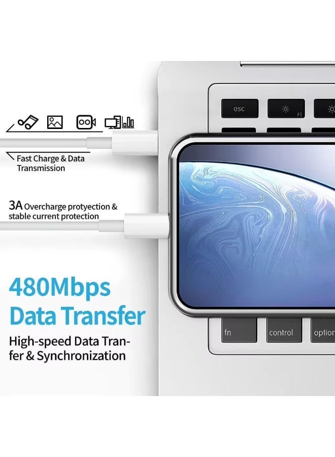 كابل USB-C إلى Light بطول 1 متر للشحن السريع لأجهزة iPhone Pro/14 Plus/14 Pro Max، و13 Pro/13 Pro Max/13/13 mini، و12 mini/12/12 Pro/12 Pro Max، و11/11 Pro/11 Pro Max، وXS Max/XS/XR/X، و8 Plus/8، و7، و7 Plus، و6s. - Image 2
