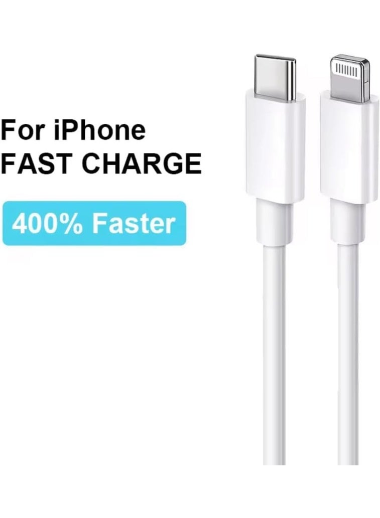 كابل USB-C إلى Light بطول 1 متر للشحن السريع لأجهزة iPhone Pro/14 Plus/14 Pro Max، و13 Pro/13 Pro Max/13/13 mini، و12 mini/12/12 Pro/12 Pro Max، و11/11 Pro/11 Pro Max، وXS Max/XS/XR/X، و8 Plus/8، و7، و7 Plus، و6s. - Image 3