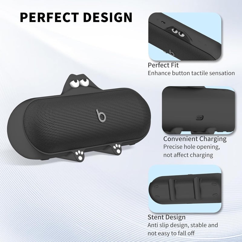 واكانك غطاء واقي لطيف لمكبر الصوت اللاسلكي، متوافق مع Beats Pill، غطاء واقي ضد الخدوش (أسود) - Image 5