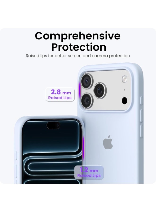 Q TRIPLE A Compatible with iPhone 17 Pro Max Case 6.9", Slim Liquid Silicone 3 Layers Soft Gel Rubber Shockproof Protective Cover with Anti-Scratch Microfiber Lining (Bright Blue) - Image 4