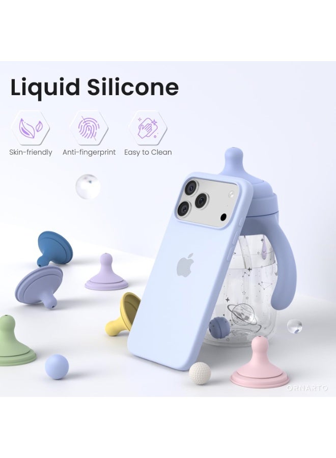 Q TRIPLE A Compatible with iPhone 17 Pro Max Case 6.9", Slim Liquid Silicone 3 Layers Soft Gel Rubber Shockproof Protective Cover with Anti-Scratch Microfiber Lining (Bright Blue) - Image 2