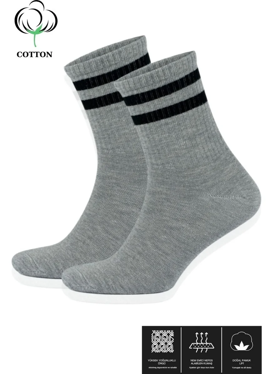 Kral Socks Men's - Women's Striped College Tennis Socks Cotton Anti-Sweat Socks