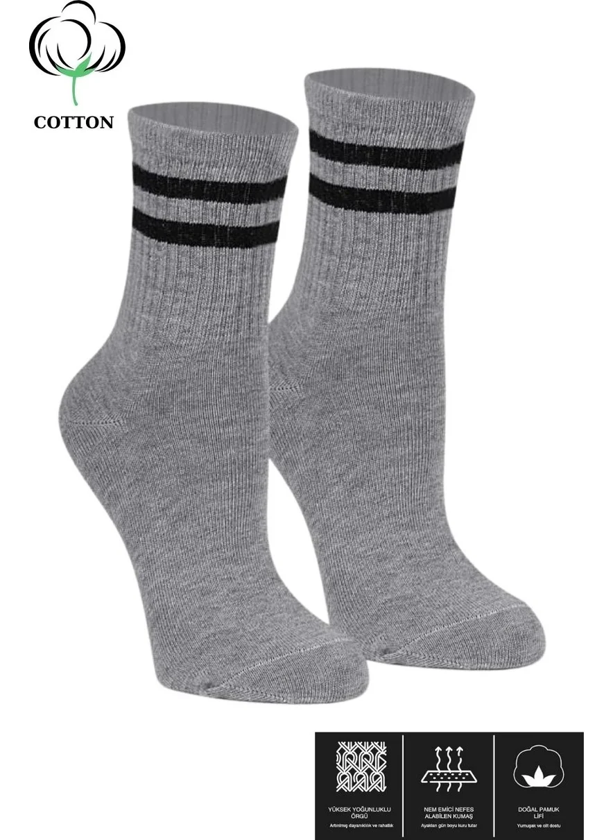 Kral Socks Men's - Women's Striped College Tennis Socks Cotton Anti-Sweat Socks