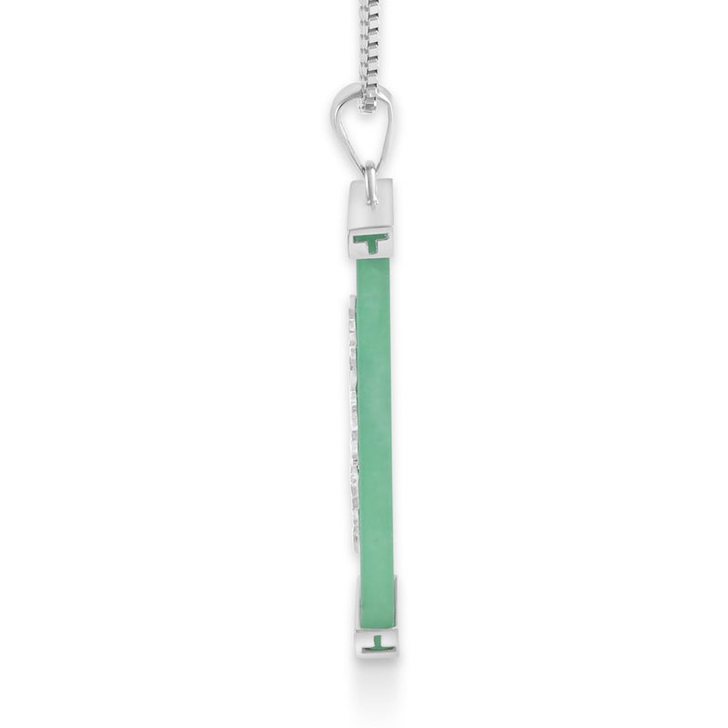 Belacqua Natural Green Jade Good Fortune Pendant Necklace in Sterling Silver, Chinese Symbol, Hypoallergenic Fashion Jewelry for Women, Gift Box Included - Image 2