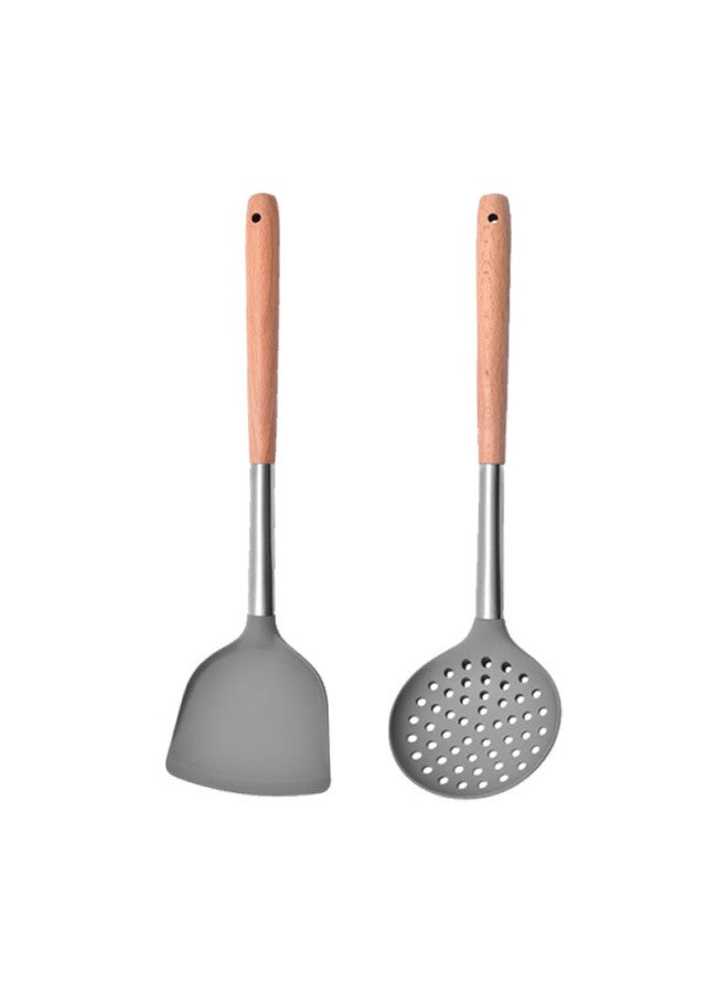 Zigman Cigeman Silicone Spatula, Non-stick Coating, Food Grade, Heat Resistant, For Flat Bottom Pan, Frying Pan, Stir-fry, Specialized Cooking Utensil - 2-piece Set - Image 5