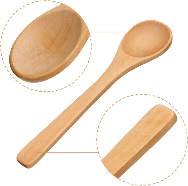Shruthi Wooden Small Spoon [15 CM ] for Small Containers, Handmade Wooden Spoon for Tea, Coffee, Sugar, Condiments & Spices (12 Packs) - Image 2