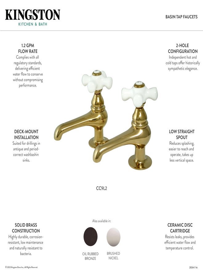 Kingston Brass CC9L8 Vintage Basin Tap Faucet, Brushed Nickel - Image 2