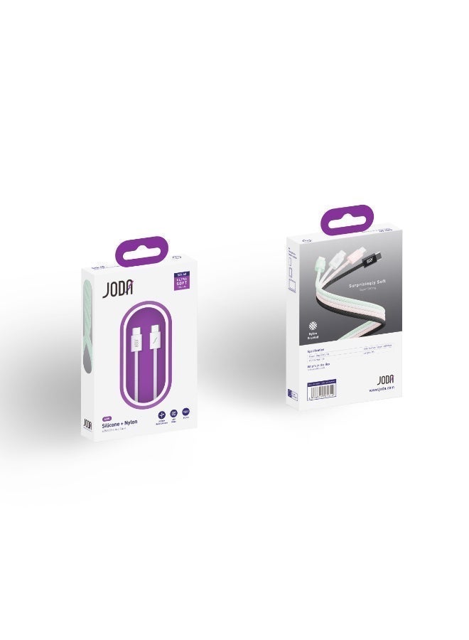 جودا سيلك 60W كيبل سي - سي  أبيض ، 1 متر – 🔌 شحن سريع 60 واط ⚡ – ، كابل شحن سريع 60 واط ⚡، كابل نايلون مجدول 💪، شحن سريع آمن 🛡️، كابل شحن للأجهزة الذكية 📱، شاحن متين 🔧، كابل شحن طويل العمر 🔋، شاحن جودا 🖤، شاحن كيبل سي 🔌، شحن فائق السرعة ⚡، كابل 1 متر 📏، شاحن للأيفون والاندرويد 📱🔋، كابل شحن قوي ومرن 💯. - Image 2