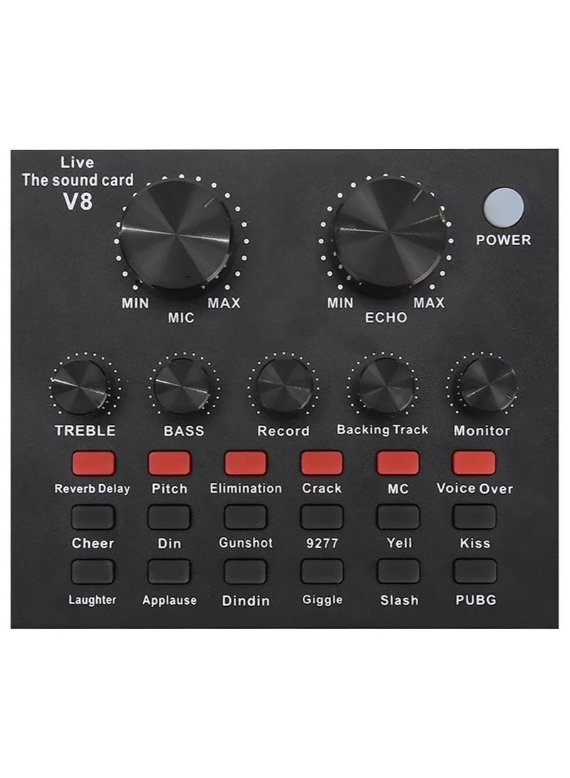 V8 Audio USB External Sound Card Headset Microphone Multi Effect Live Broadcast Streamer for PC Phone Computer - Image 4