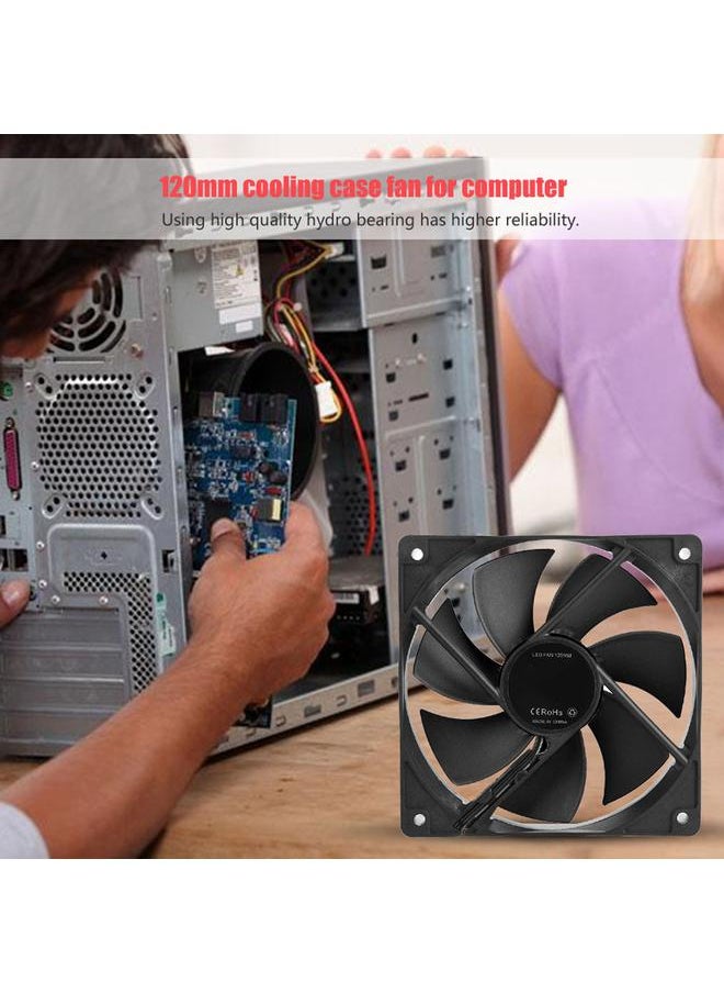 Thoraya 120mm PC Computer Case 12V DC Cooling Fan Large 4PIN & Small 3PIN Interface Cooling Fan (Black)  - Image 5