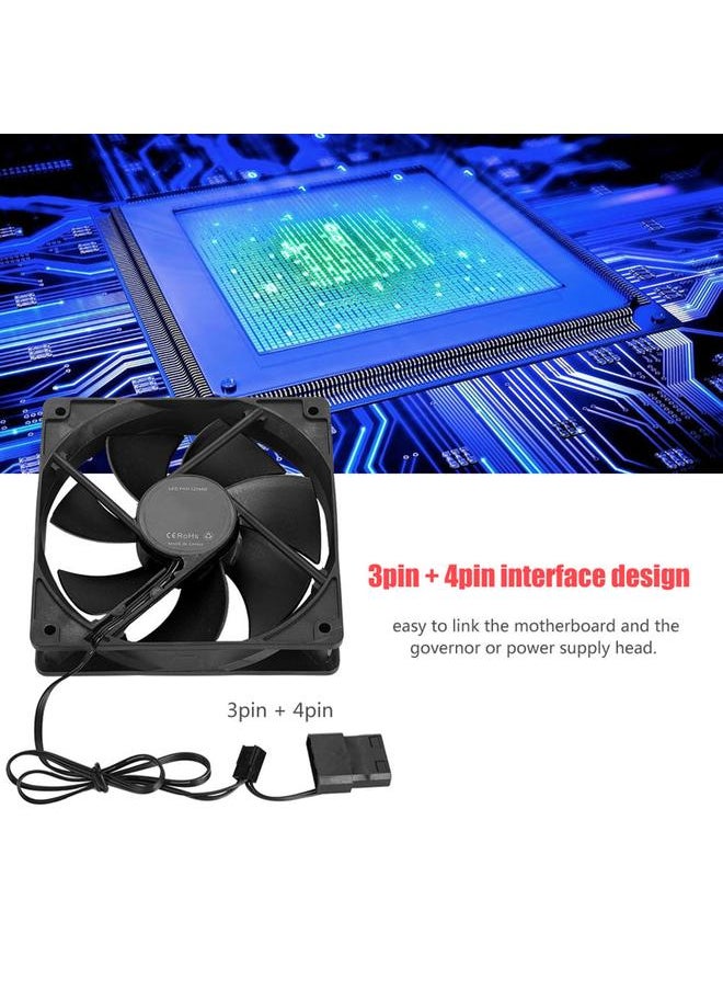 Thoraya 120mm PC Computer Case 12V DC Cooling Fan Large 4PIN & Small 3PIN Interface Cooling Fan (Black)  - Image 4