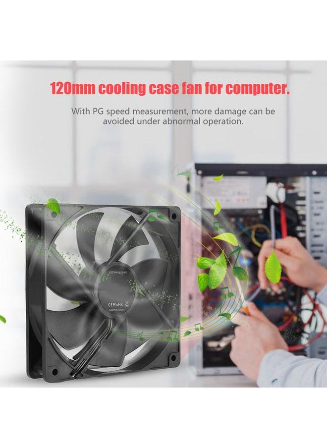 Thoraya 120mm PC Computer Case 12V DC Cooling Fan Large 4PIN & Small 3PIN Interface Cooling Fan (Black)  - Image 2