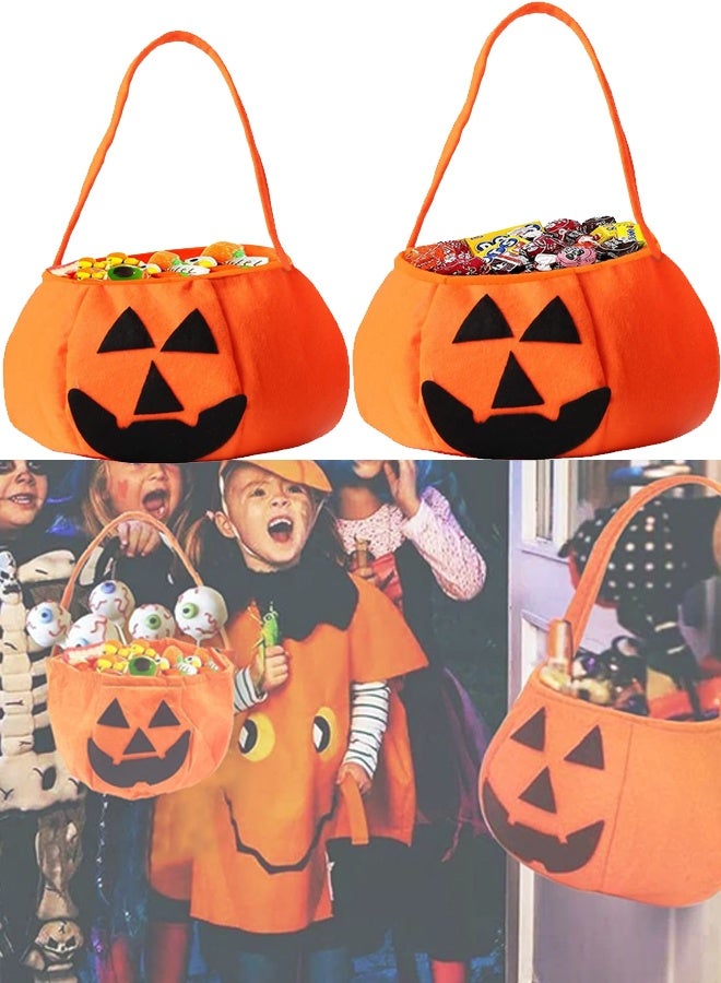 2 Pack Pumpkin Candy Bags, Non-Woven Gift Bags for Kids Trick or Treat Bags, Treat Bags, Candy Bucket Halloween (B) - Image 1