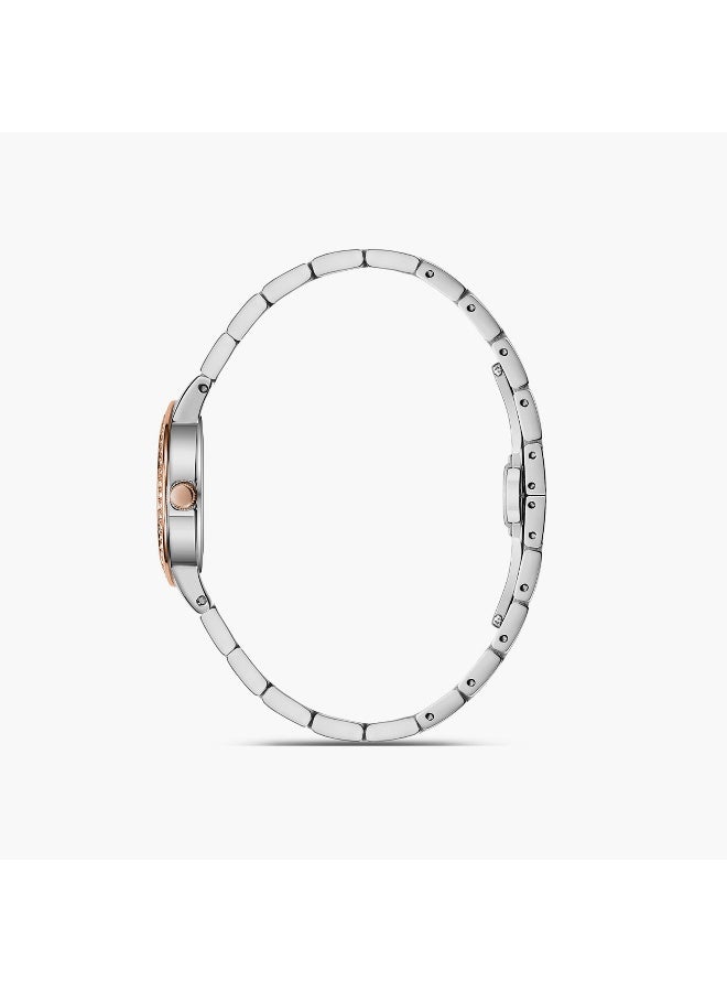 OMAX ساعة أومكس النسائية الفضية والوردية الذهبية - Image 2