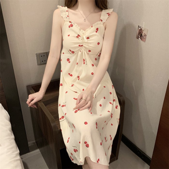 Summer Cotton Cloud Slip Dress with Built-in Bra R805#