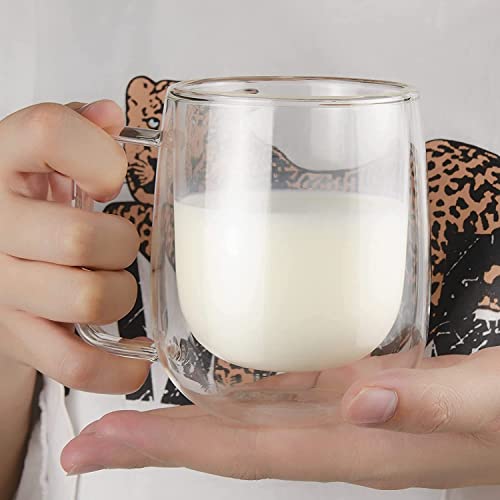 TASKHOUSE Glass Coffee Mugs Espresso Cups Double Walled with Handle with Glass lid Clear Borosilicate Hot Beverage Heat Resistant Glass Mugs Set 300ML Pack of 2 - Image 3