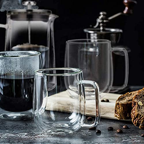 TASKHOUSE Glass Coffee Mugs Espresso Cups Double Walled with Handle with Glass lid Clear Borosilicate Hot Beverage Heat Resistant Glass Mugs Set 300ML Pack of 2 - Image 4