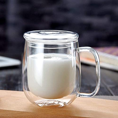 TASKHOUSE Glass Coffee Mugs Espresso Cups Double Walled with Handle with Glass lid Clear Borosilicate Hot Beverage Heat Resistant Glass Mugs Set 300ML Pack of 2 - Image 5