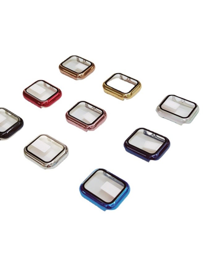 Suitable For Apple Watch Electroplated 360 Case + Tempered Film All-inclusive Protective Case Film Integrated Iwatch Watch Case-Color:Plating 9. Seven Color-Exterior Dimension:40 Mm (without Packaging)