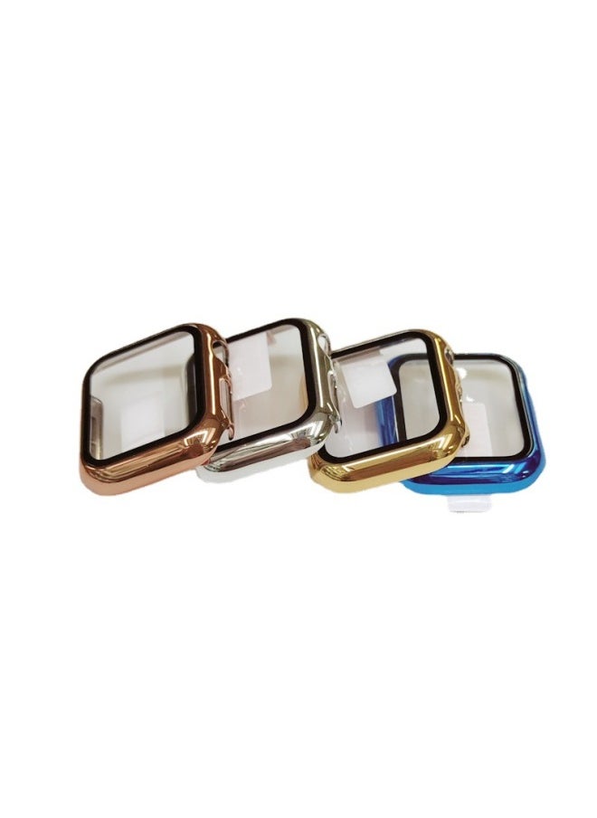 Suitable For Apple Watch Electroplated 360 Case + Tempered Film All-inclusive Protective Case Film Integrated Iwatch Watch Case-Color:Plating 9. Seven Color-Exterior Dimension:40 Mm (without Packaging)