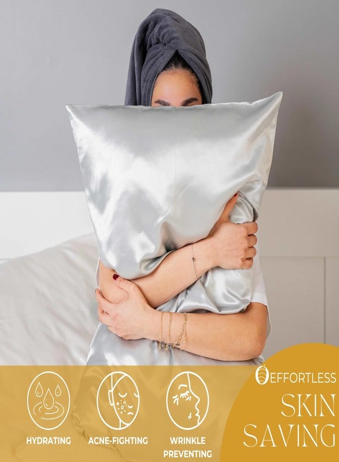 PROMEED 23 Momme Kids Silk Pillowcase 2 Pack with Free Laundry Bag, Natural Grade 6A+ Mulberry Silk Travel Toddler Pillow Case Set of 2, Zipper (Toddler/Travel 13"x18", Light Grey) - Image 4