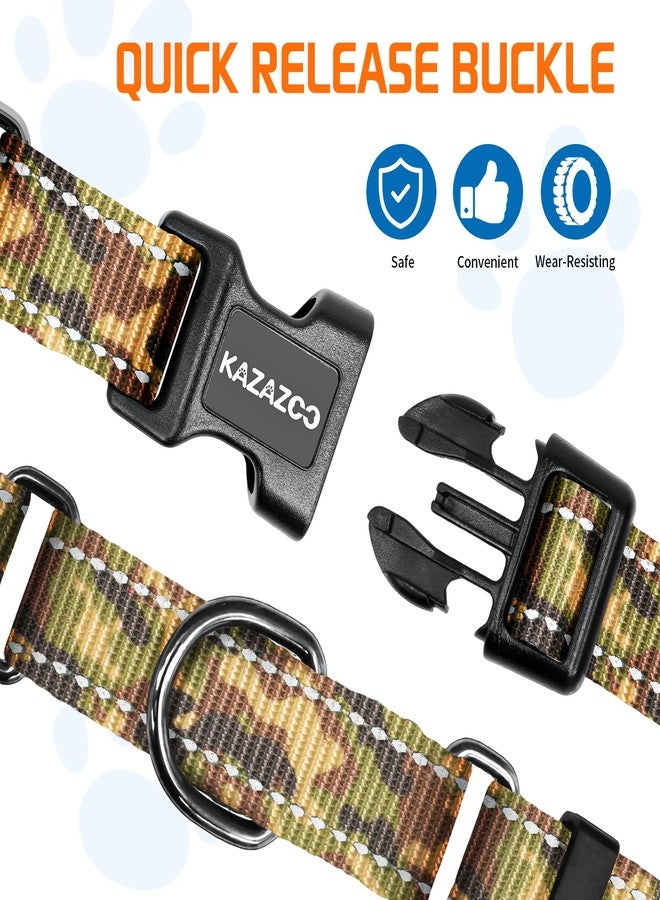 kazazoo طوق مارتينجال عاكس من كازازو للكلاب، مزود بإبزيم سريع الفتح، قابل للتعديل، ناعم ومتين، مناسب للكلاب الصغيرة والمتوسطة والكبيرة، يمنع الشد، مناسب لتدريب الكلاب - مموه متوسط الحجم - Image 4