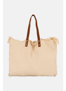 Urban Expressions Women Textured Tote Bag 39 H x 49 L x 6,5 W cm, Ivory Combo  - Image 2