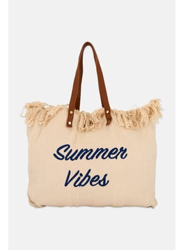 Urban Expressions Women Textured Tote Bag 39 H x 49 L x 6,5 W cm, Ivory Combo  - Image 1