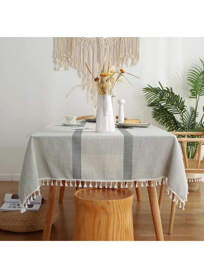 Bluejw European-style Tablecloth Waterproof And Oil-proof High-level Dust-proof And Washing-free Coffee Table Polyester Tablecloth Small Fresh Cotton And Linen Tablecloth - Image 1