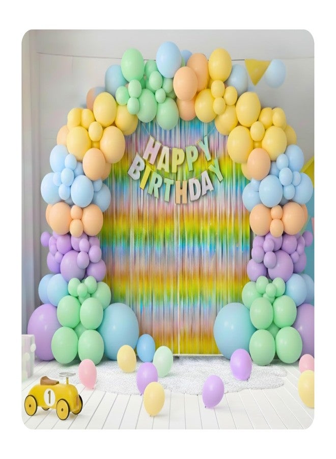 Shimmers Premium Pastel Rainbow B'day Decoration Kit - Pack of 61 Pcs Multicolour Balloons, Half, 1st B'day, Colorful Backdrop, Rainbow theme for Girls and Boys Celebration Decor - Image 1