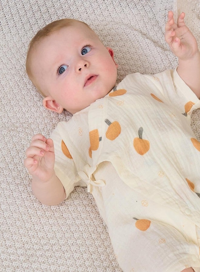 BINIDUCKLING Baby Kimono Robes Cotton Muslin Outfit 3-6 Months Orange Mushroom - Image 3