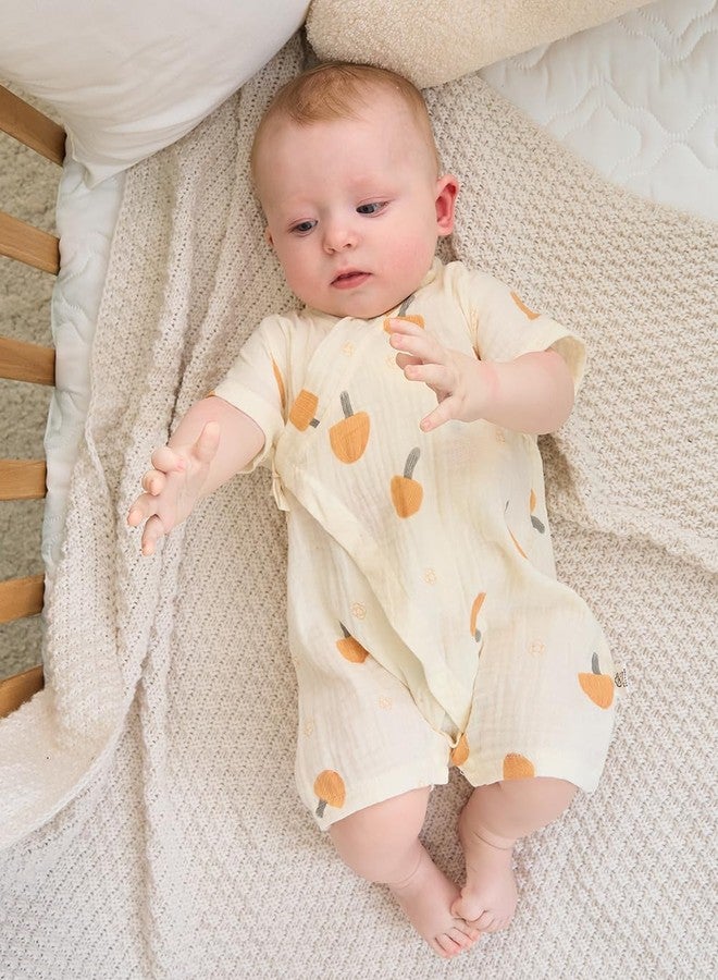 BINIDUCKLING Baby Kimono Robes Cotton Muslin Outfit 3-6 Months Orange Mushroom - Image 2